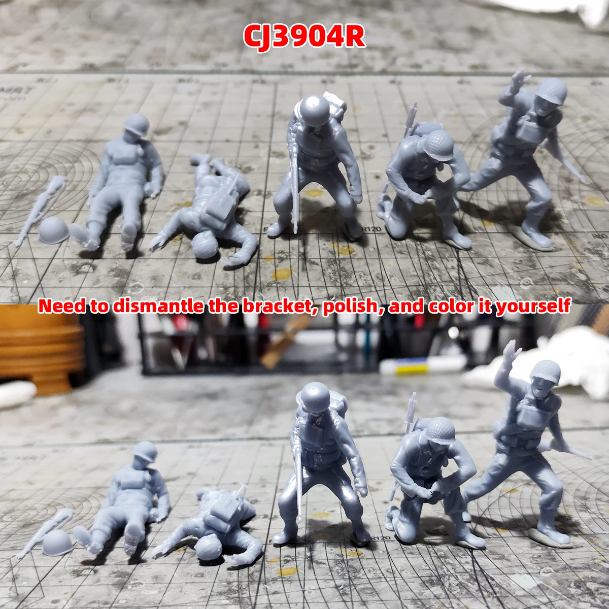 1/35 1/48 1/72 Scale Model Kit 3D Resin Miniature Soldiers Figures US Assault German Defenders Unpainted Unassembled Diorama view 6