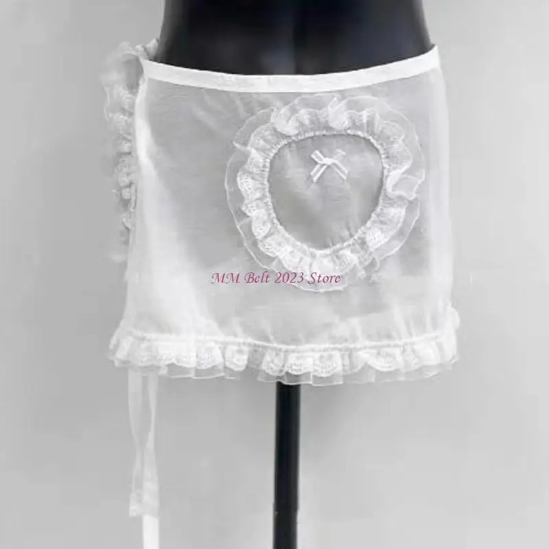 49me Comfortabele taak op taille rok met elegante wimper kanten detailschort rokken