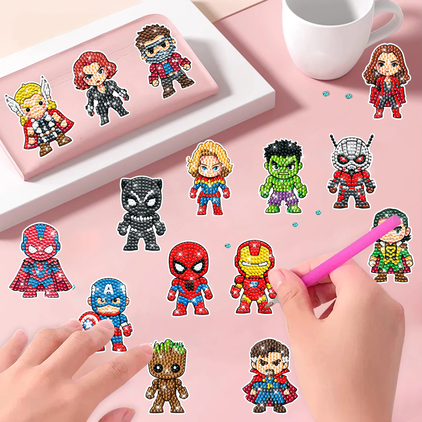 Cartoon Hero Children Diamond Painting Handmade Random Point Drill Stick Random Decoration sticker Suit Semi-Finished Product view 4
