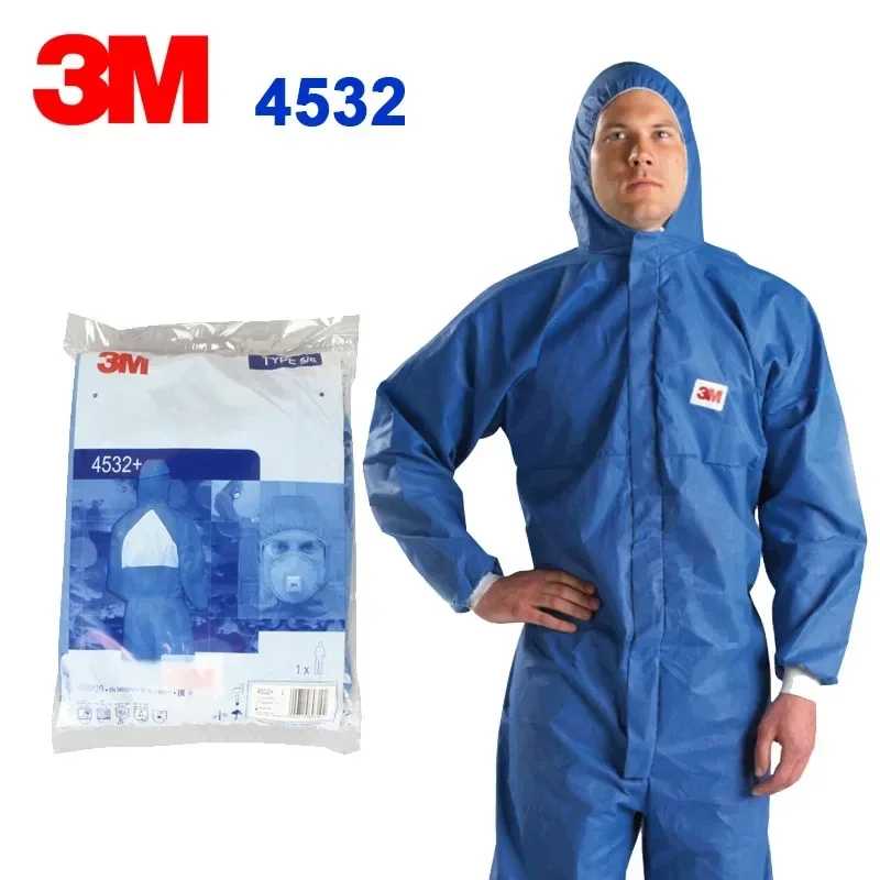 Laboratory Clothes 3M 4532+ Protective Coverall Anti-Radiation Anti-Dust Work Anti-Chemical Suit Spray Paint Anti-Static