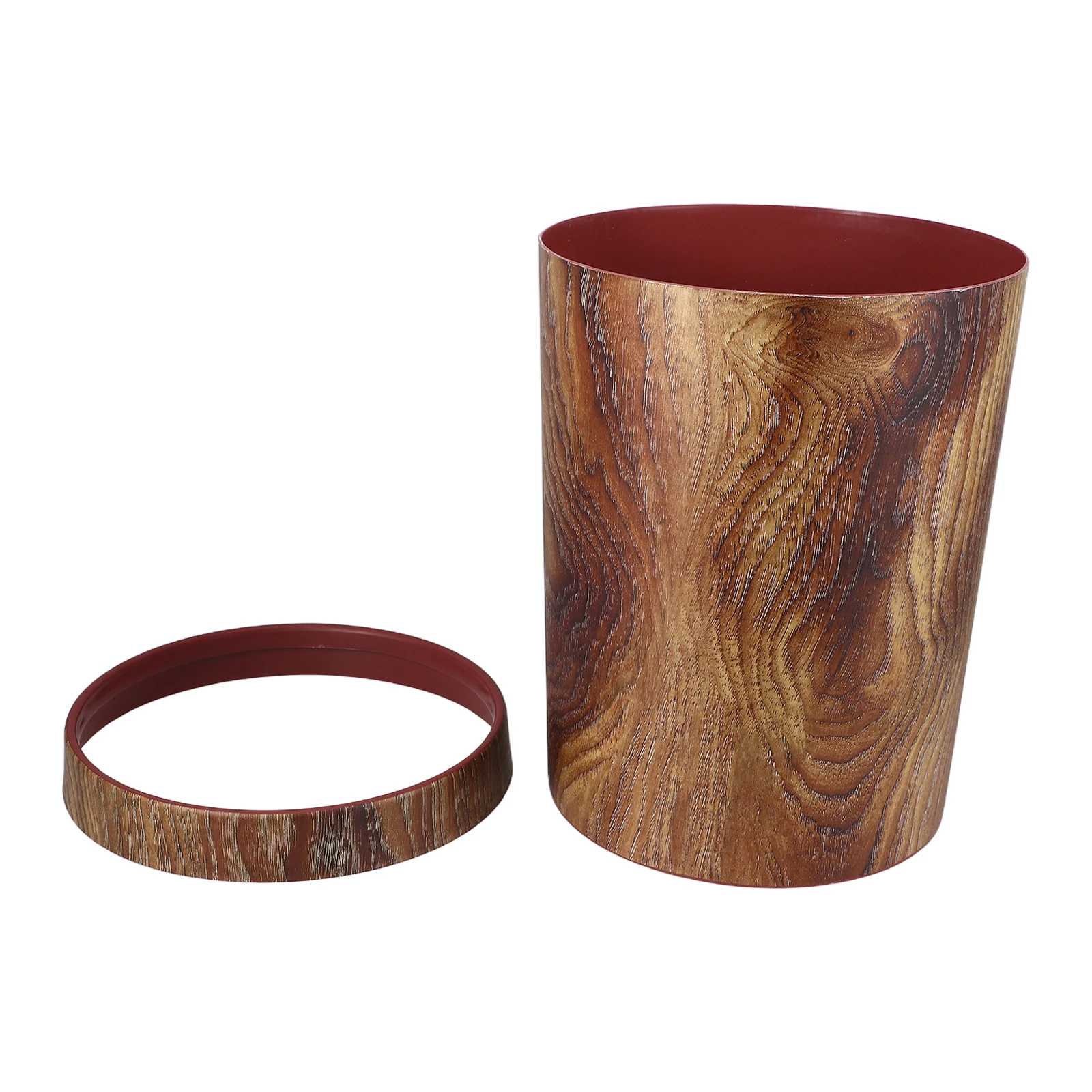 

1Pcs Modern Wood Finish Garbage Container Heavy Duty Plastic Trash Bin for Kitchen Living Room Bedroom Bathroom Space Saving