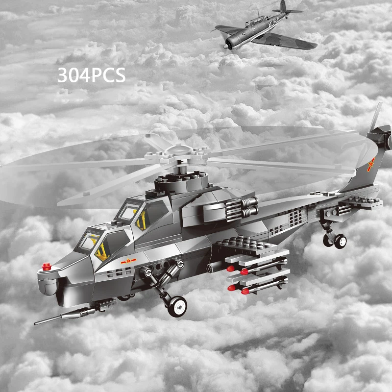

China Modern Military 1:38 Scale Wz10 Gunship Helicopters Batisbricks Building Block Model Sets Air Force Figures Bricks Toys