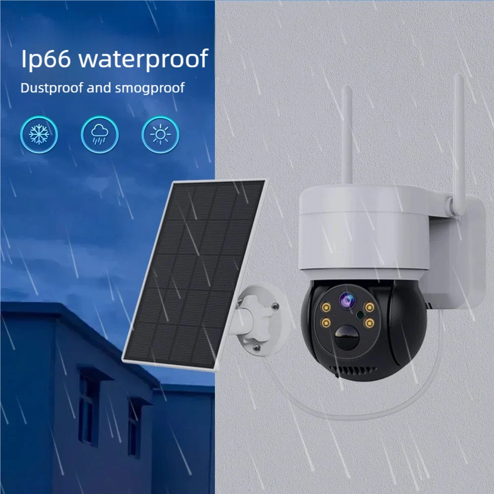 كاميرا مراقبة خارجية تعمل بالطاقة الشمسية، كاميرا مراقبة لاسلكية تعمل بالواي فاي، رؤية ليلية عالية الوضوح