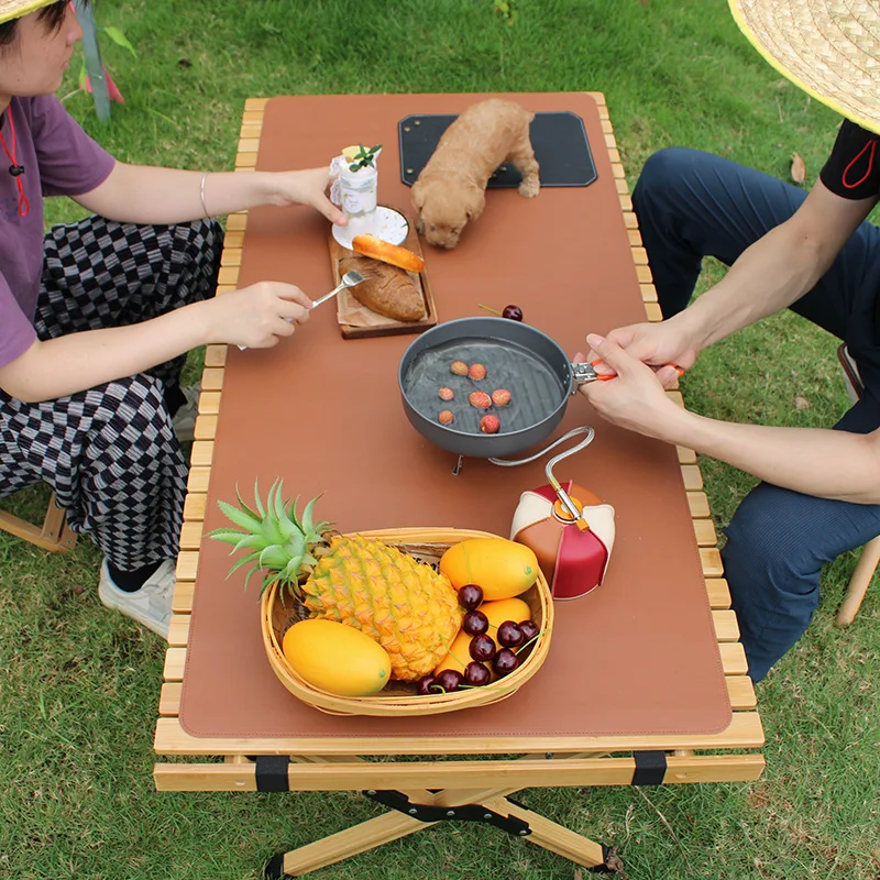 

Camping Table Mat Chicken Rolls Table Tactical Desk Pu Leather Waterproof Heat-Resistant Outdoor Camping Picnic Table Mat