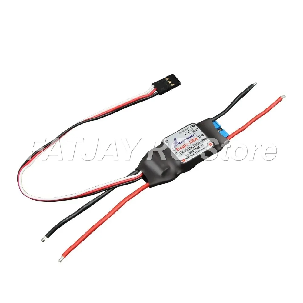 2-3S Brushed ESC FATJAY Hobbywing Eagle-20A One-way Electronic Speed Controller With Brake for RC Aircraft