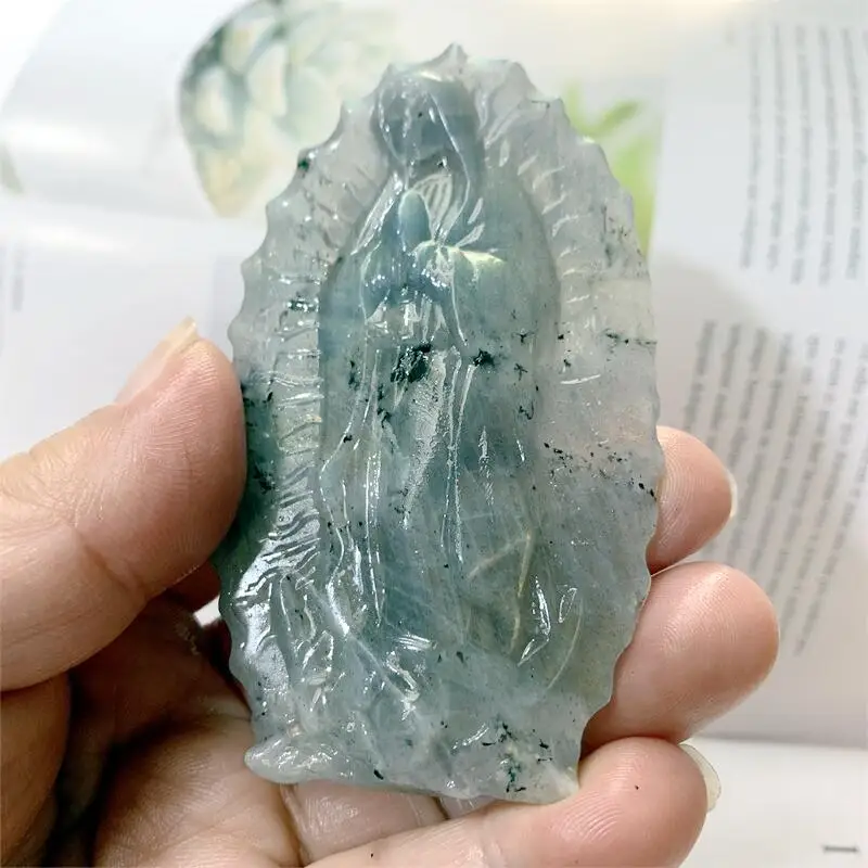 Natural Labradorite Virgin Statue Carved Crystal Polished Quartz Healing Stones Gemstones For Home DIY Decoration 1pcs images - 6