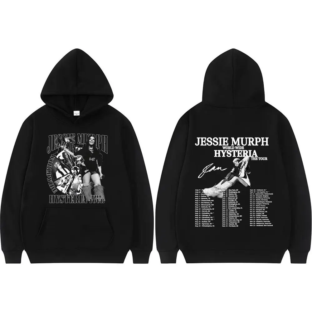 Jessie Murph Worldwide Hysteria Tour jerseys 2025 música chica triste concierto Sudadera con capucha hombres mujeres de gran tamaño otoño calle sudaderas
