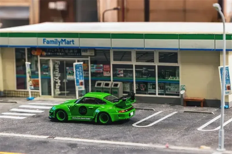 TW ターマックワークス x スチューデントドライバー 1/64 RWB 993 ラフリズム フューエルフェスト グリーン シミュレーション合金モデルカー