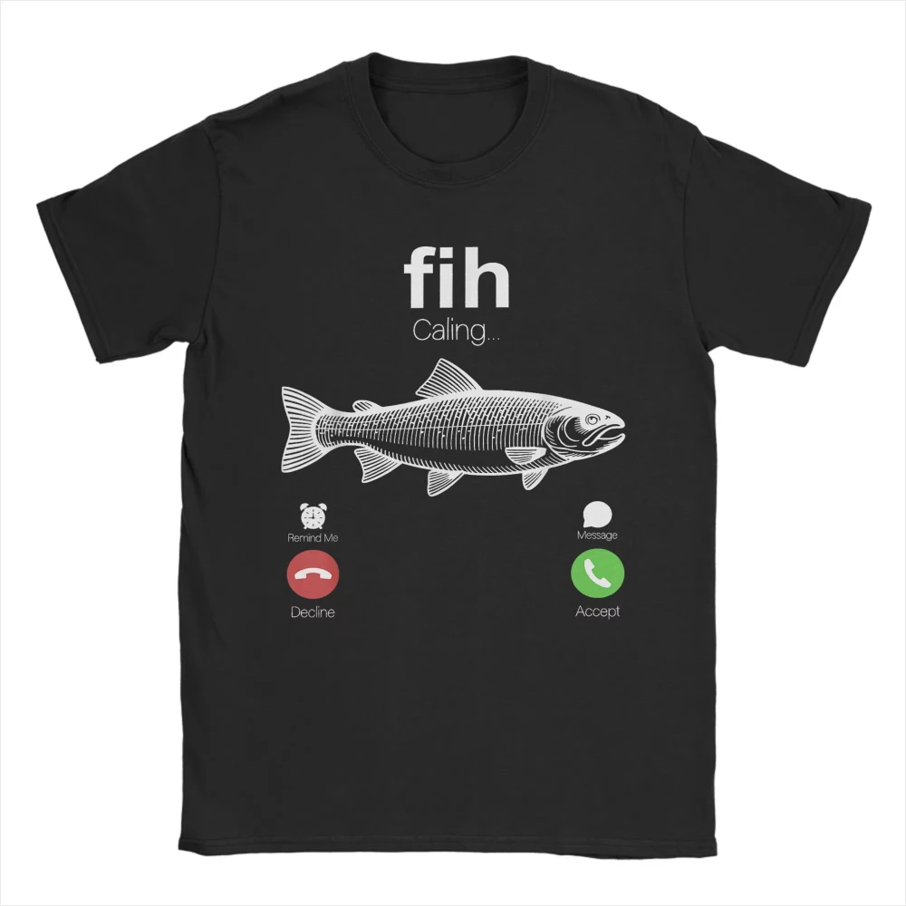 الرجال النساء القطن تي شيرت Fih الاتصال تذكير لي رسالة انخفاض قبول مكالمة هاتفية الأسماك رهيبة تيز قصيرة الأكمام بلايز الملابس #1