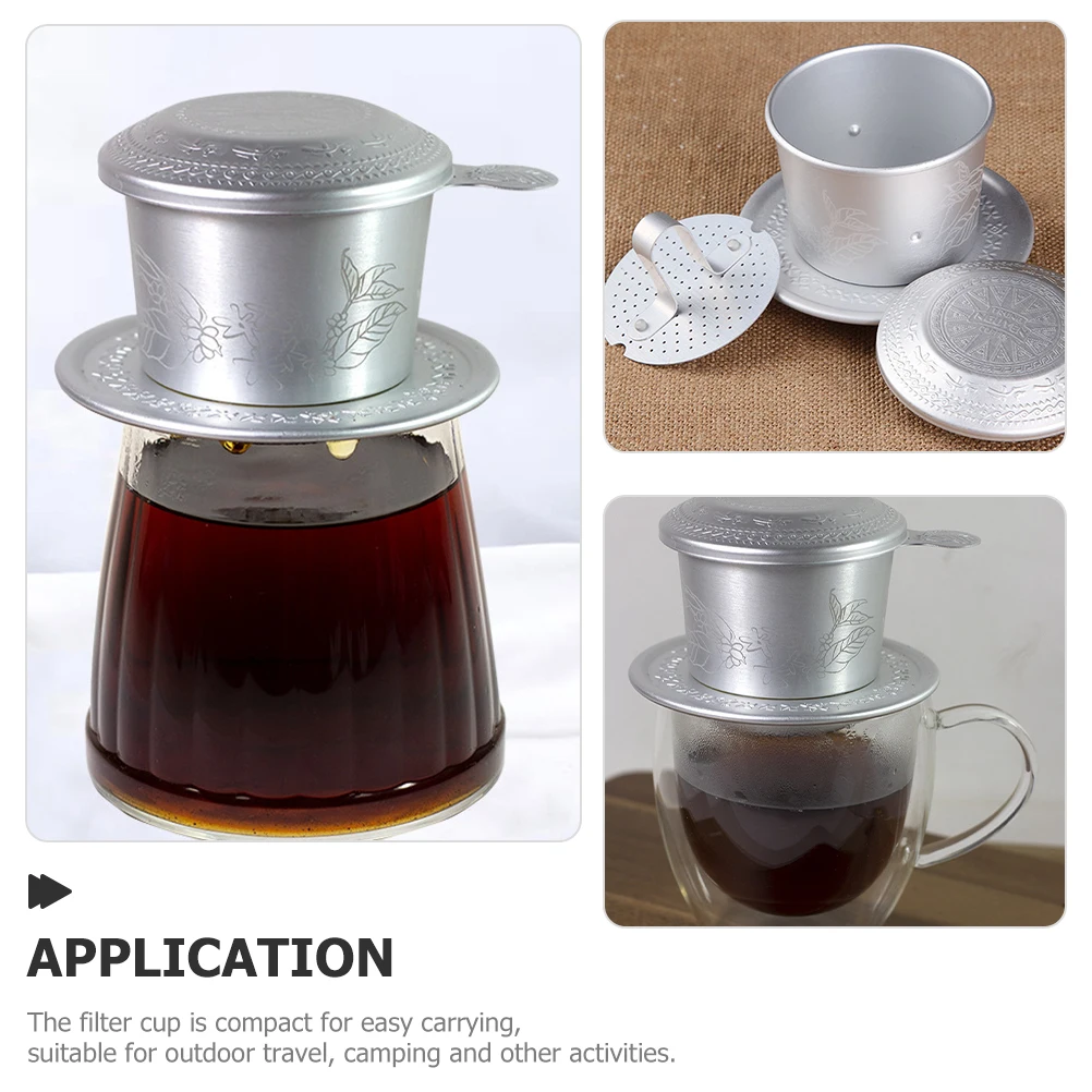 

Vietnamese Coffee Filter Retro Pattern Dripper Portable Maker Gifts Women Aluminum Hand Brew Supplies Travel Camping Accessories