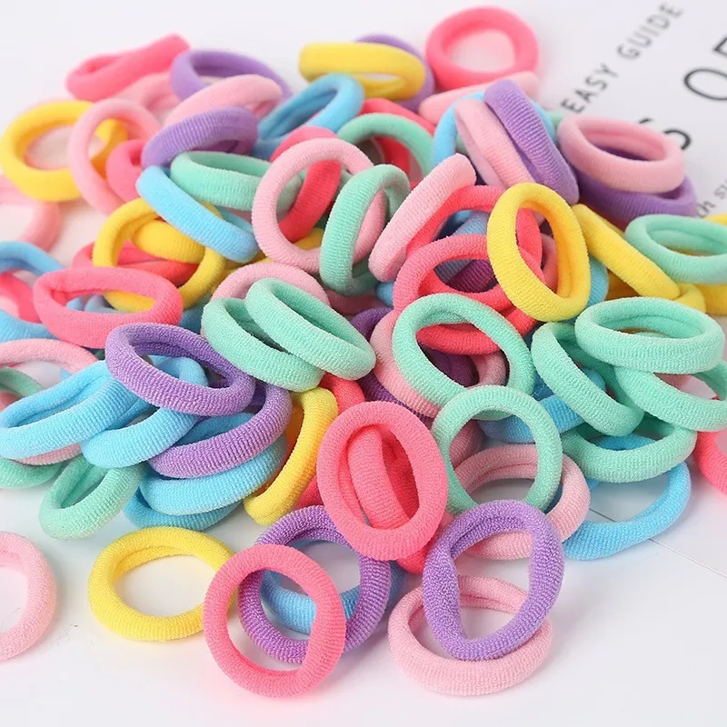 100pcs Girls Colorful Elastic Hair Bands Ponytail Hold Hair Tie Children Rubber Bands Scrunchie Hair Accessories Bands for Girls