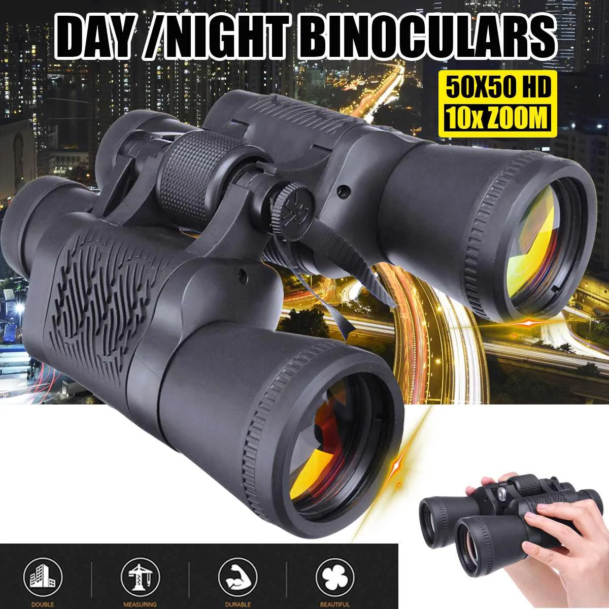 10X Binoculars Professional Zoom Optical Long Range Binocular with Tripod Interface for Hunting Camping Travel