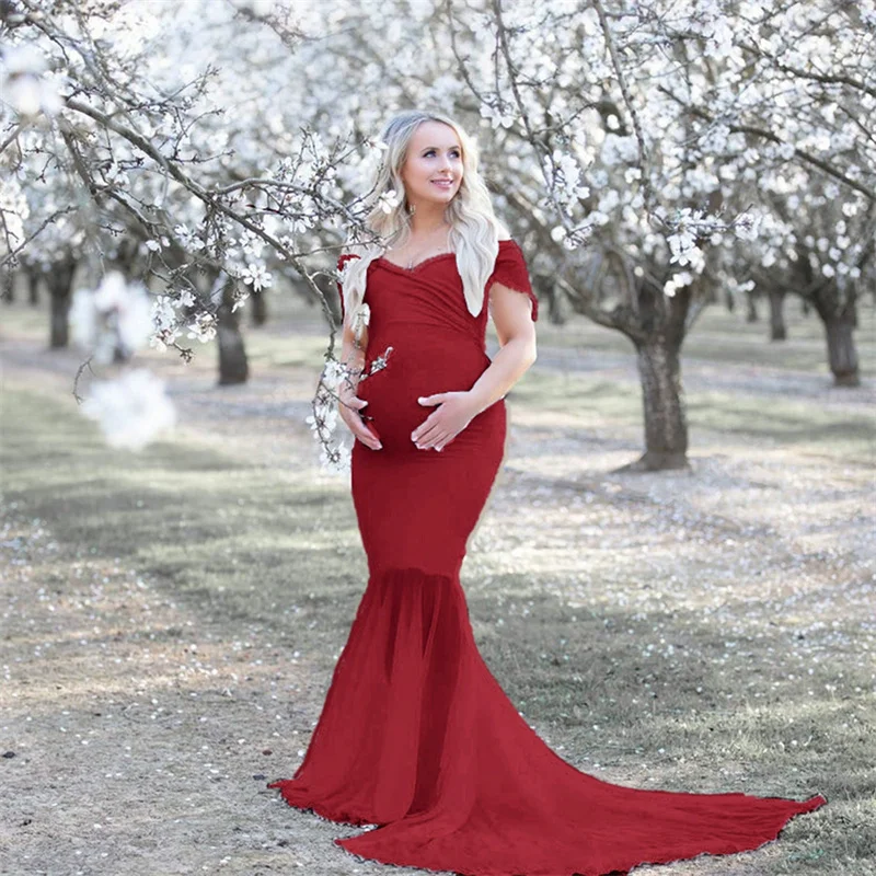 

Woman Chiffon Maternity Dresses New Pregnancy Clothes Photoshoot Women See-through Photography Dress Pregnant Photo