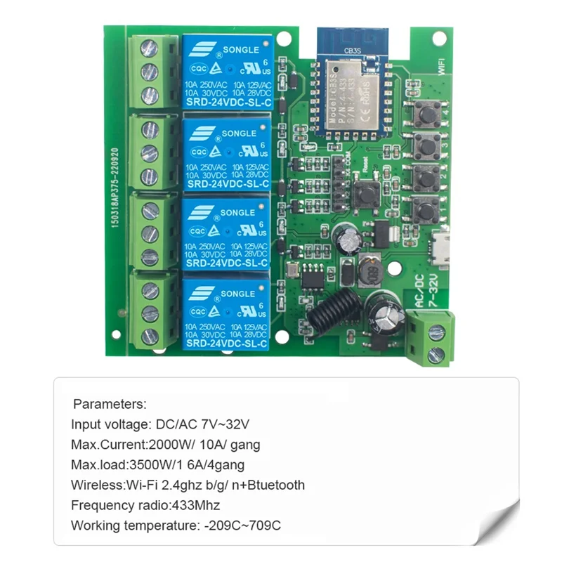 X12A-Tuya Smart Switch Wifi Timer fai da te + AC/DC remoto 7-32V 4CH RF Smartlife Modulo di automazione domestica per Alexa Google Home Accessori