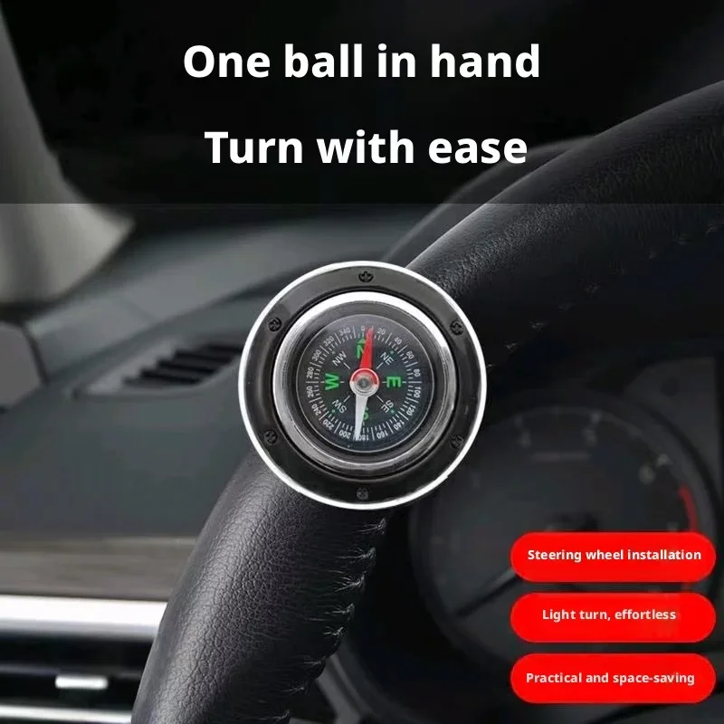 

Car Truck Steering Spinner Knob Built-in Compass 360° Rotation Labor Saving Power Steering Auxiliary Auto Interior Accessory