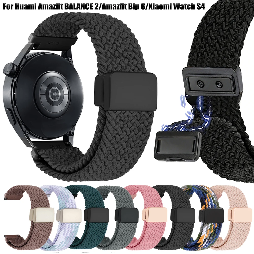 20 22mm Geflochtene Armbänder für Amazfit Active Max 48mm/Active2/BALANCE 2/Bip 6 5 Nylon-Sportarmband für Xiaomi Watch 5 S4 S1 Armband