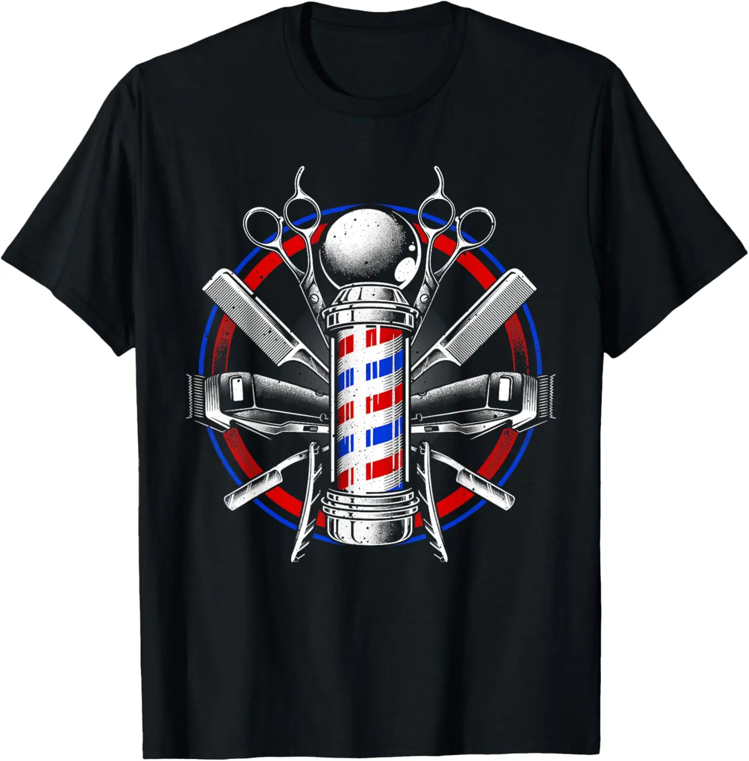 Barber Pole Tools Hairstylist Graphic Tee Men's Breathable Cotton T-Shirt Daily Wear
