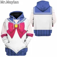 Sailor Moon-ropa de Cosplay personalizada para hombre, Sudadera con capucha Unisex con estampado completo en 3D, ropa de calle, jersey con cremallera, chaqueta informal, chándales