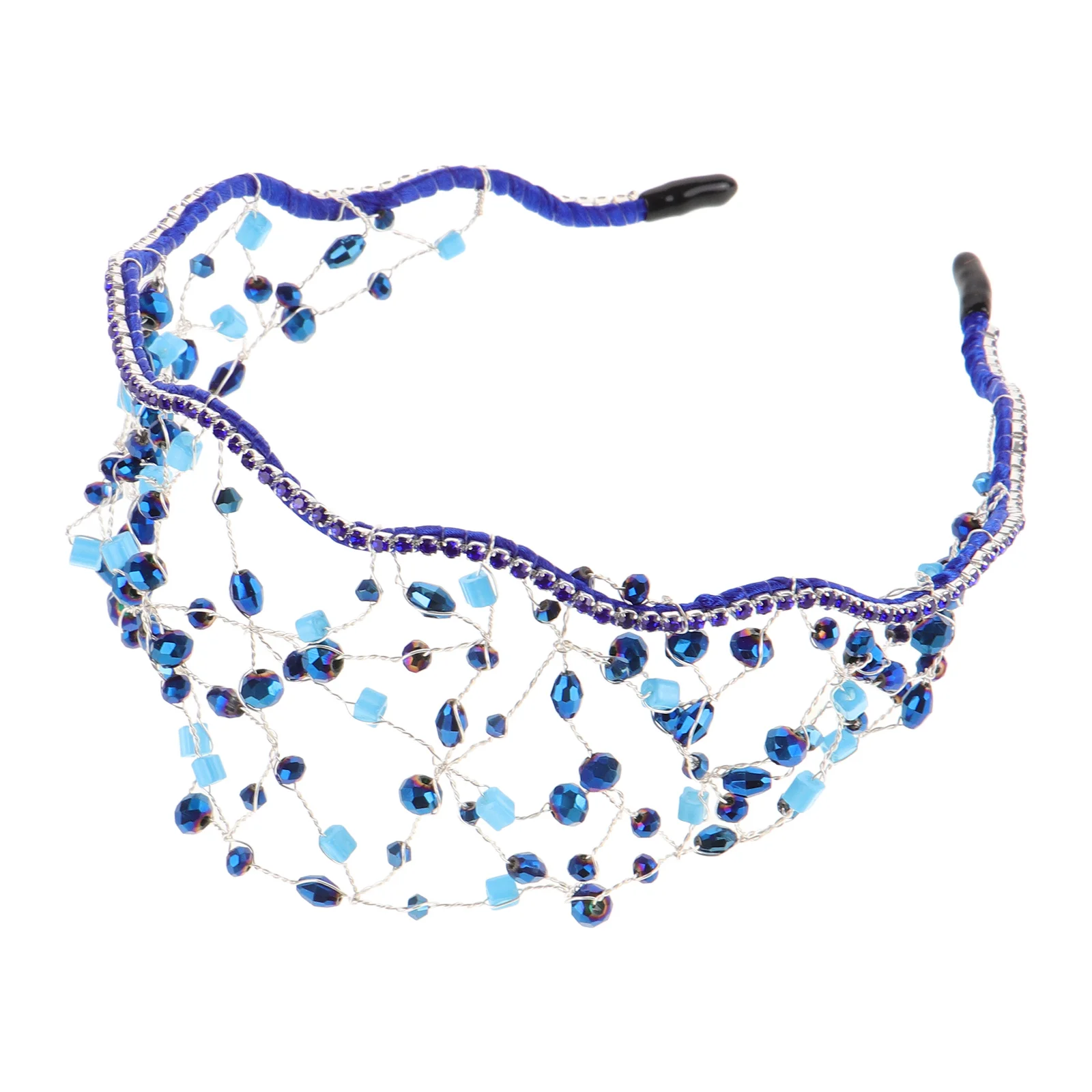 

1pc Woven Tiara Headwear Artificial Diamonds Mesh Hair Decor For Women Bridal Show Accessory Girl Performance Ornament Hair