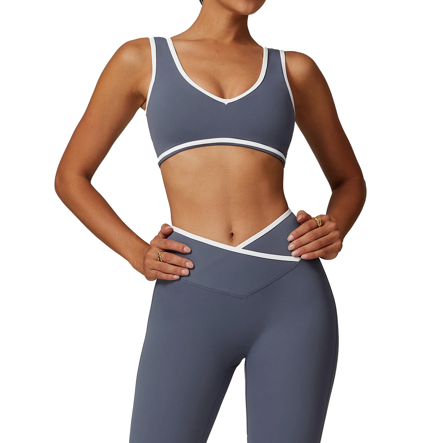 

Maxdutti New Color Blocking Wide Shoulder Sports Bra Shock Resistant Women's One-piece Yoga Bra Outdoor Fitness Suit