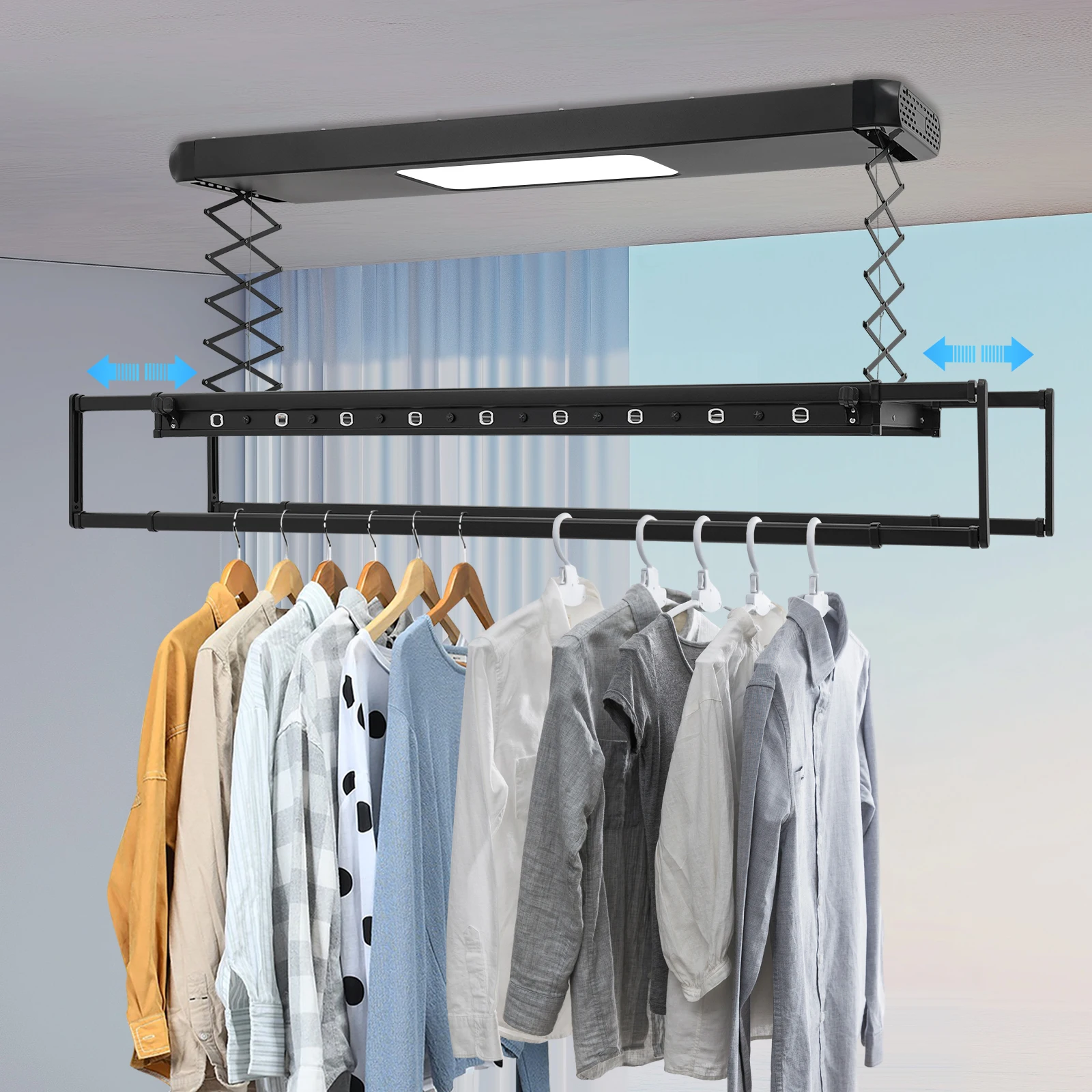 Séchoir à linge électrique mural rétractable intelligent, capacité 35 kg, avec télécommande et éclairage LED