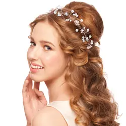 Accessori per capelli da sposa per bambini fascia da sposa carina copricapo da principessa fascia per capelli con fiore bianco perla per le donne regali da damigella d'onore