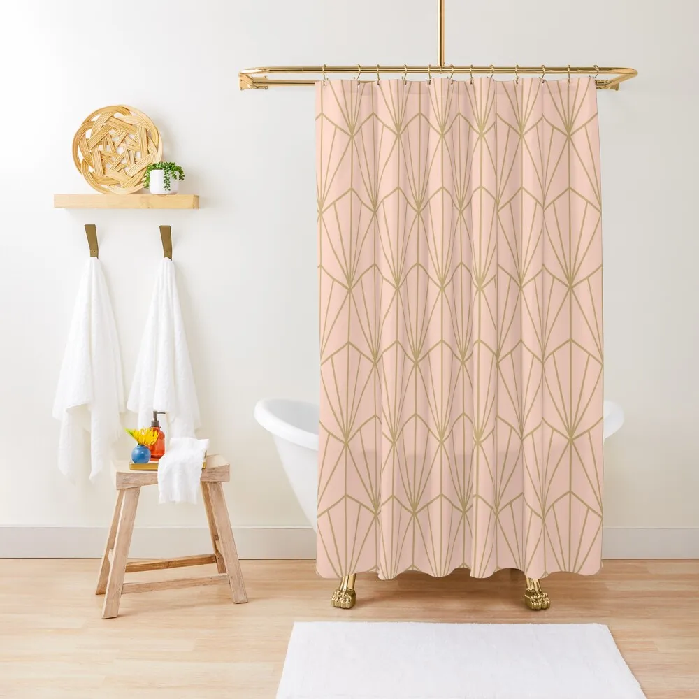 

Art Deco in Peach and Gold Shower Curtain Anime Bathroom Luxury Bathroom Shower For Bathrooms With Beautiful Designs Curtain