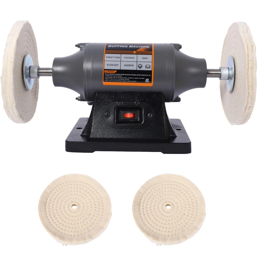 

8-Inch Electric Polisher Bench Buffer Grinder 5A- Includes 4PCs 80Ply Thic Buffing Wheels Ideal Benchtop Buffing Machine for Po