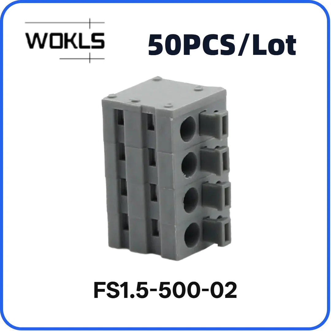 50pcs KF211V DG211V FS1.5 5.00mm PCB Terminal Block 10A 300V 2P-24P Screwless Push-in Connector