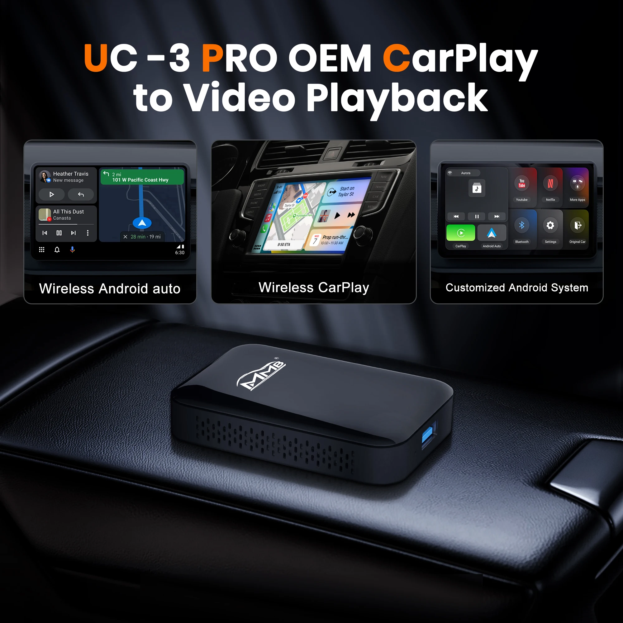 MMB donle Pro อะแดปเตอร์ Apple ไร้สาย carplay USB อะแดปเตอร์ Andriod Auto mirroring-Link Car Play YouTube Netflix สำหรับ MAZDA