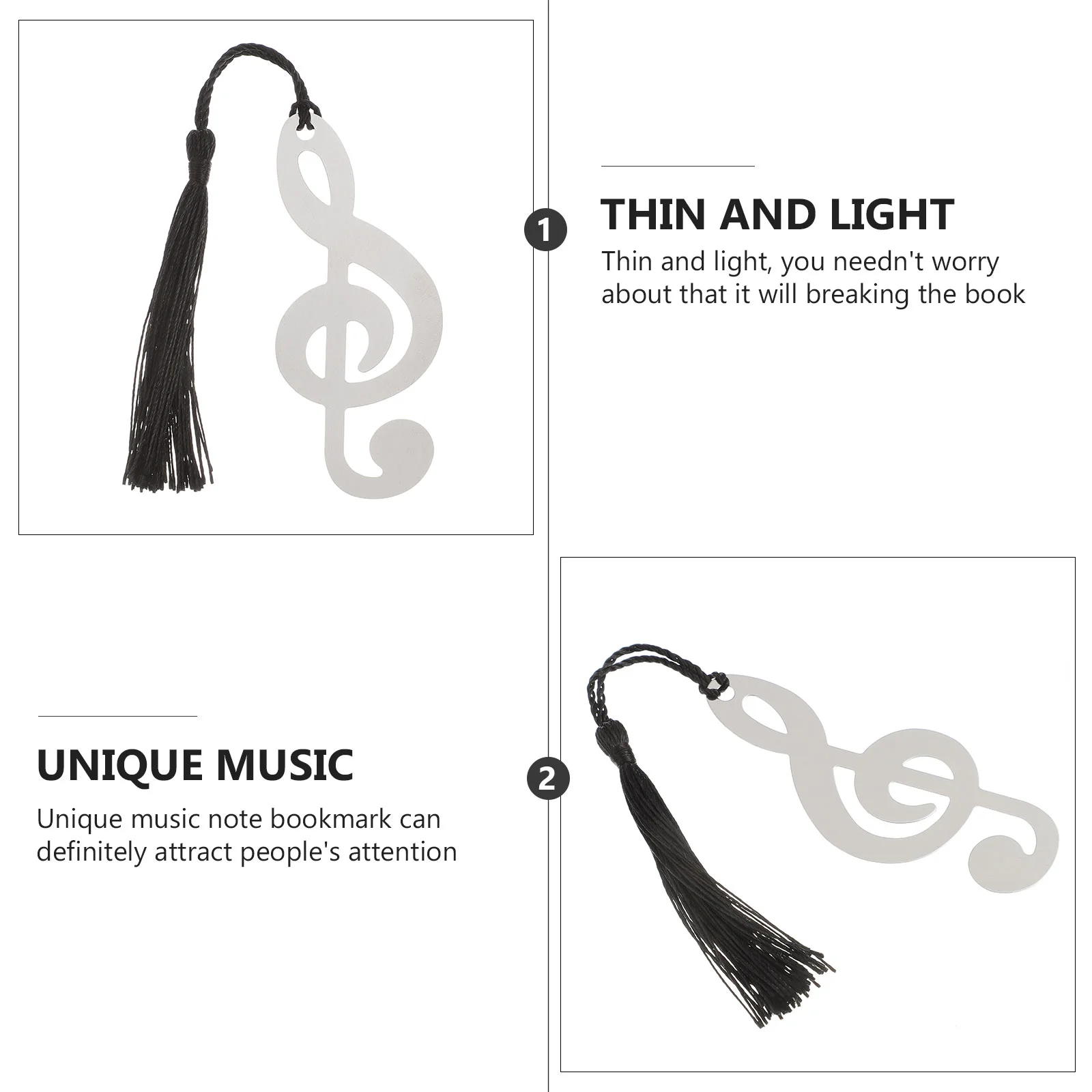 10 Pcs Note Bookmark Tassel Unique Bookmarks Creative Decorative Notes Music Metal