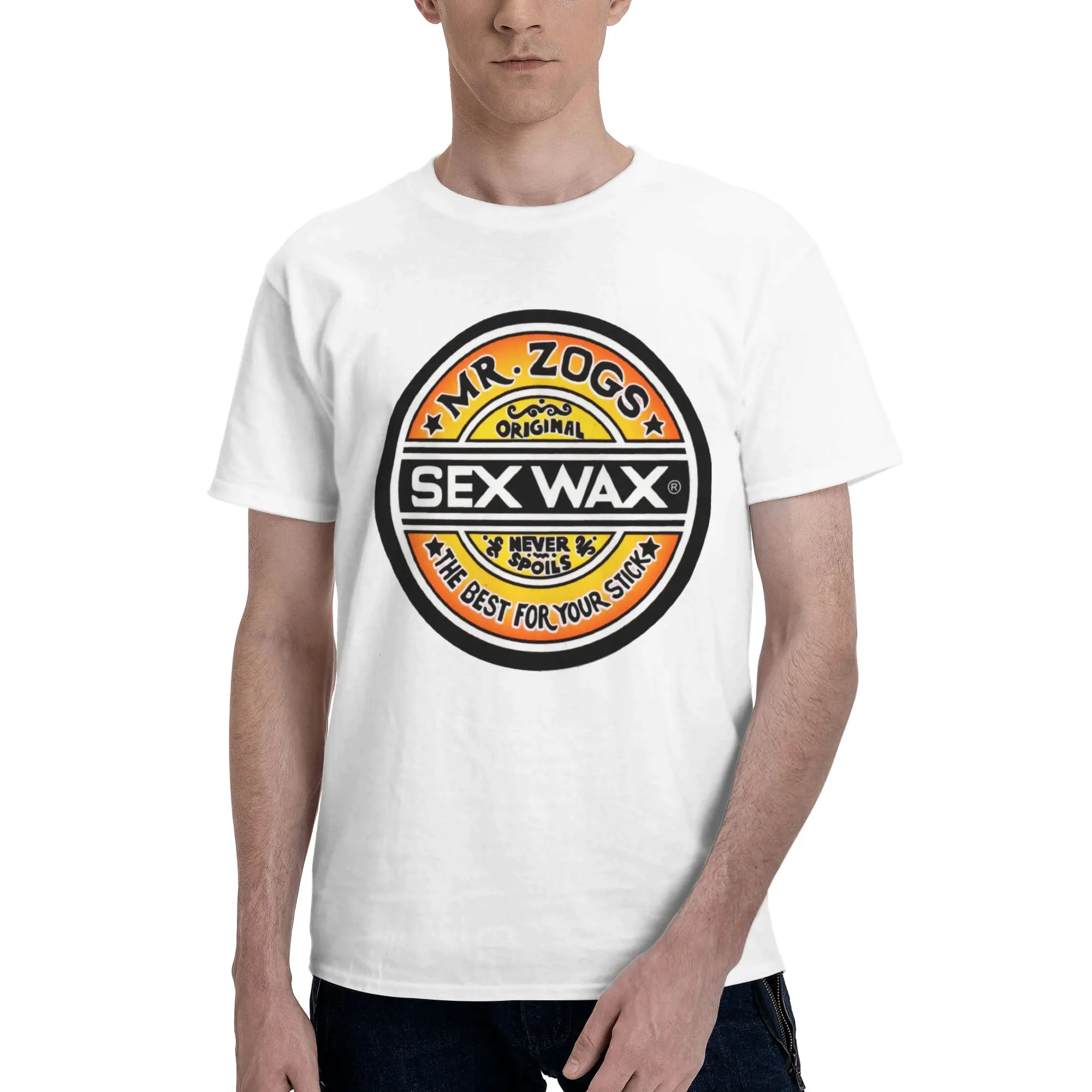 Sex wax sticker orange Smooth Reversible T-shirt Urban Casual Cotton Tee