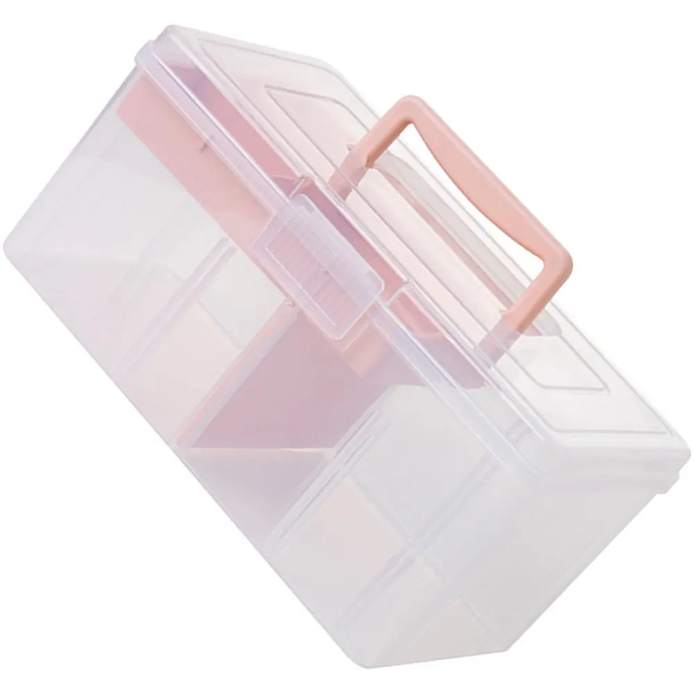 Clear Storage Case Multifunctional Desktop Organizer Box for Small Items Erasers Paper Clips Sewing Kit Craft Supplies Tools