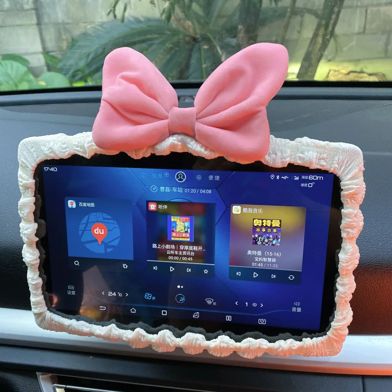 Velvet Retro Red Bow Car Mirror Cover Universal Stretch Soft Plush Auto Interior Rearview Mirror Case Decor Accessories Women