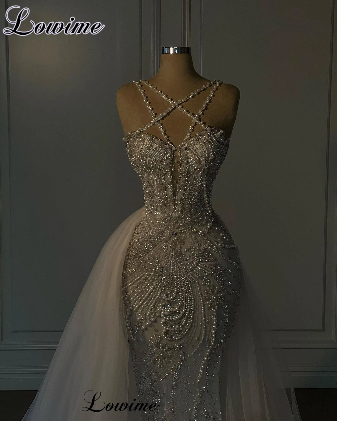 Elegant Beaded Prom Dresses Mermaid Luxury Sparkly Wedding Party Dresses For Women Vestidos Para Mujer Sleeveless Evening Gowns