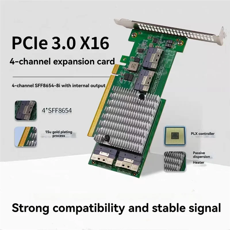 Top-Pcie 3.0 X16 Erweiterungskarte M.2 NVME SSD Erweiterungskarte PLX8749 Split-Free für Grafikkarte M.2 Nvme SSD U.2 Erweiterung