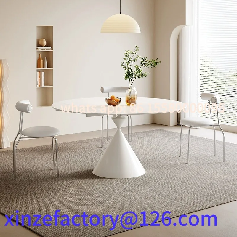 Customizable Cream Wind Slate Retractable Folding Dining Table Household