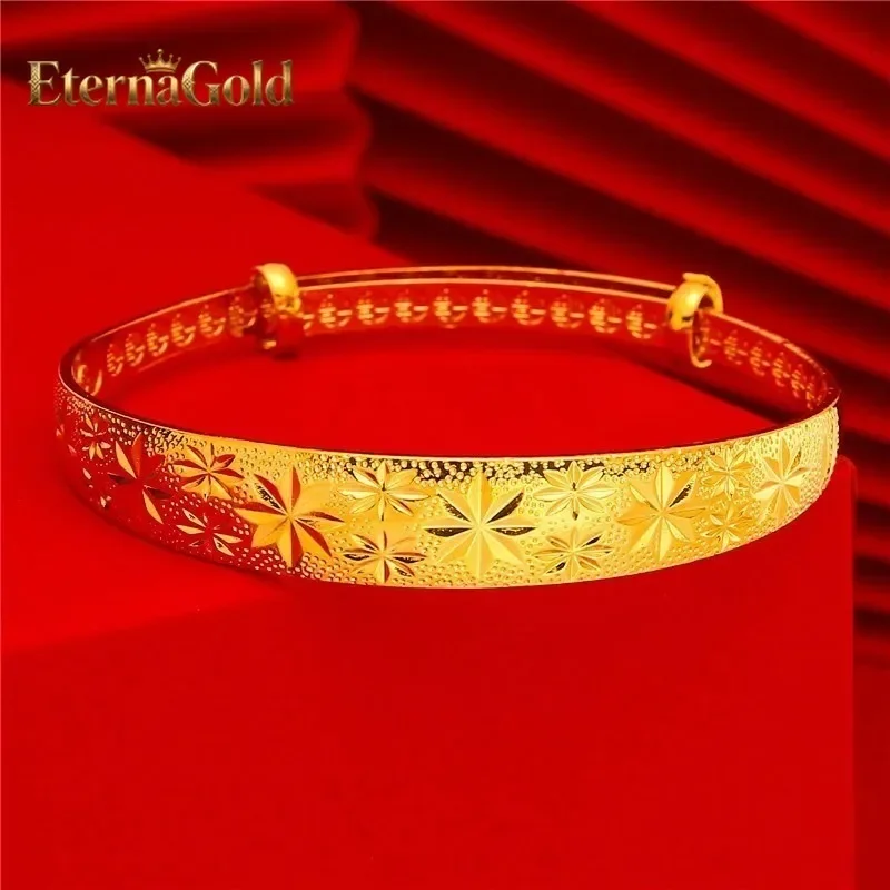 

Браслет EternaGold 24K из чистого золота 9999 пробы, высококачественный, регулируемый, матовый, для женщин, ювелирное украшение.