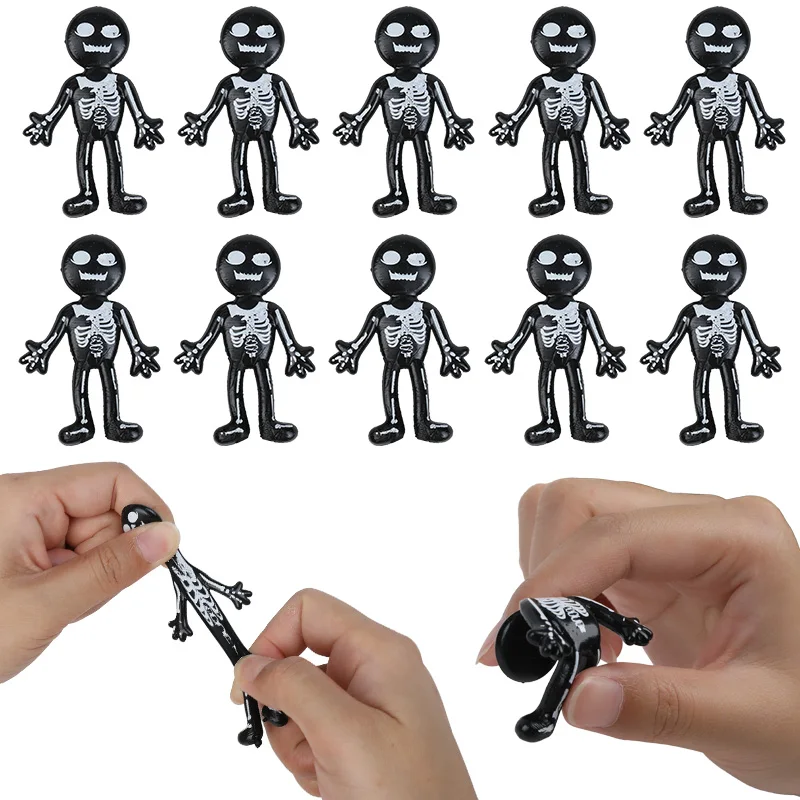 

10pcs Halloween Skeleton TPR Soft Elastic Stretchable Stress Relieving Prop Halloween Party Decoration Gift