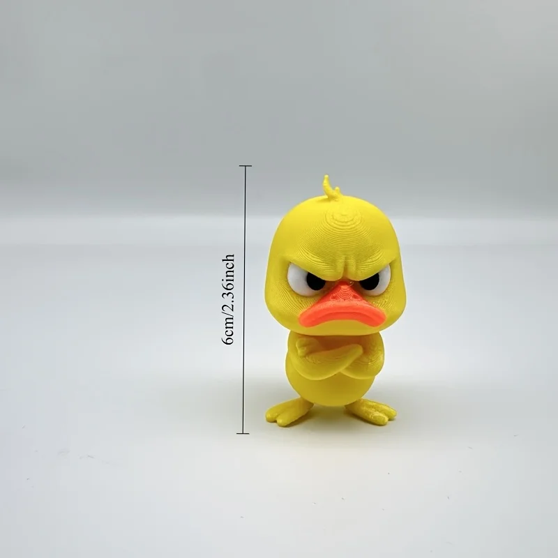 3 قطع تمثال بطة غاضبة مطبوعة ثلاثية الأبعاد - بطة بلاستيكية صفراء كلاسيكية مع منقار وأقدام برتقالية، مثالية لديكور المنزل، زخرفة المكتب