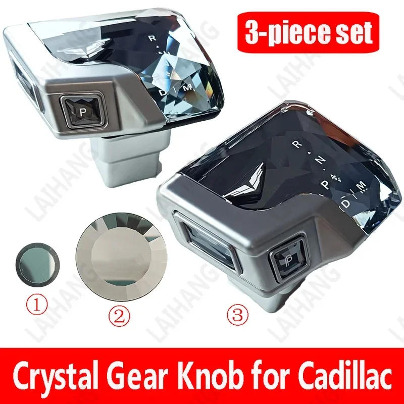 For Cadillac XT4 CT5 XT5 CT6 XT6 2018-2024 3 PCS Set Illuminated LED Crystal Gear Shift Knob Modified Yacht Lever Shifter Rod
