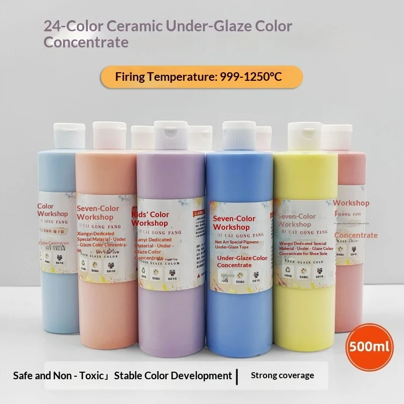 

Пигмент для подглазурной росписи керамики, концентрированный, 500 мл/бутылка, для художественной глазуровки, температура обжига 999-1250°C ℃