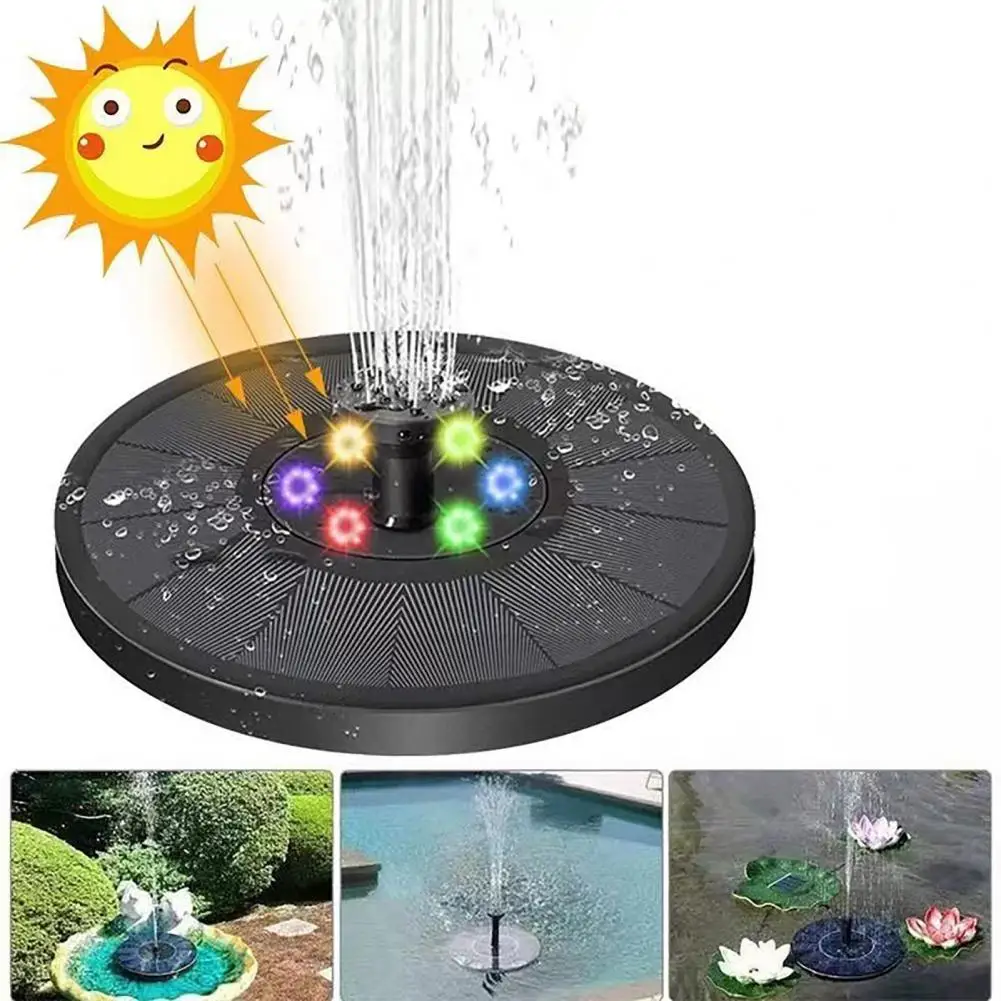 Led Solar Fountain Colorful Light Solar-powered Fountain with Intelligent Auto Charging Waterproof Design Easy for Mini