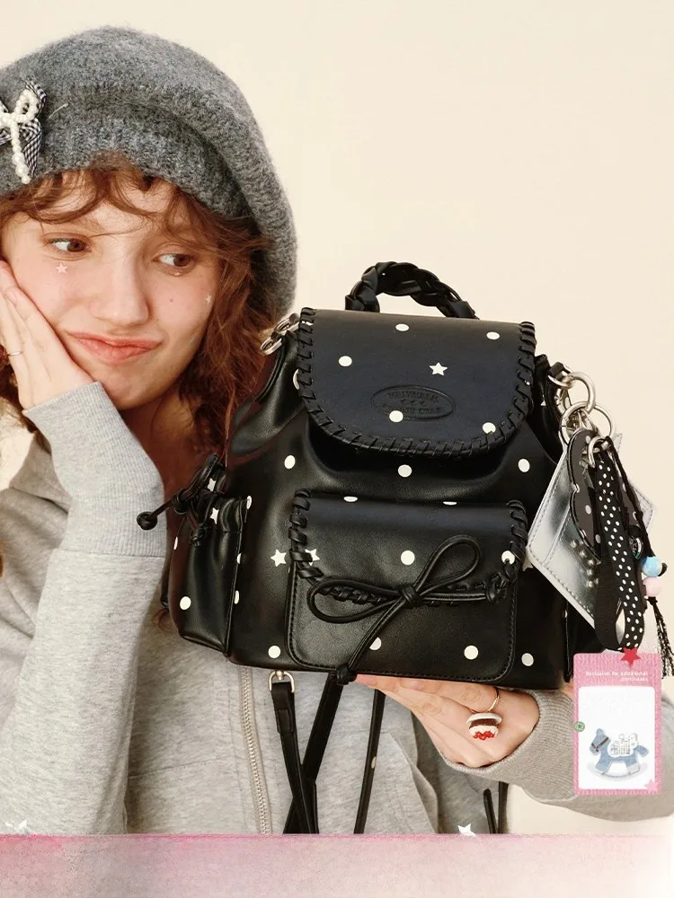 

VANWALK Зимняя маленькая сумка на двойное плечо в стиле ретро, женская сумка с узлом для пригородных поездок, повседневная простая сумка с внутренней частью