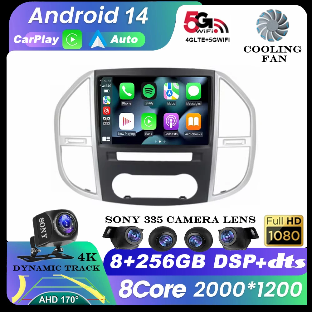 

Android 14 Auto For Mercedes Benz Vito W447 2014-2021 Car Radio Multimedia GPS Navigation Video Player Carplay 360 Camera Stereo