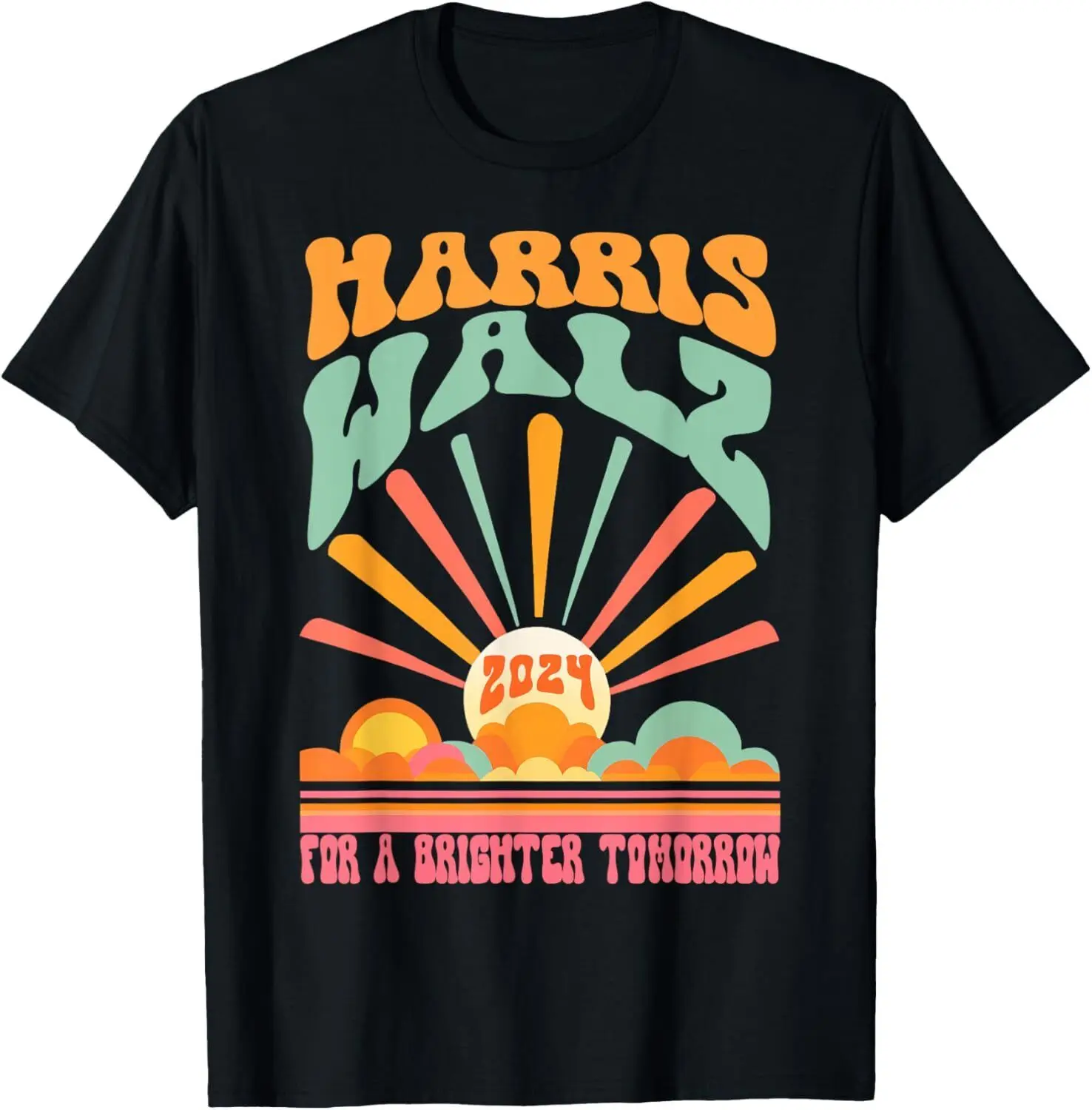 Harris Walz Waltz 2024 For a Brighter Tomorrow Retro Design T-Shirt