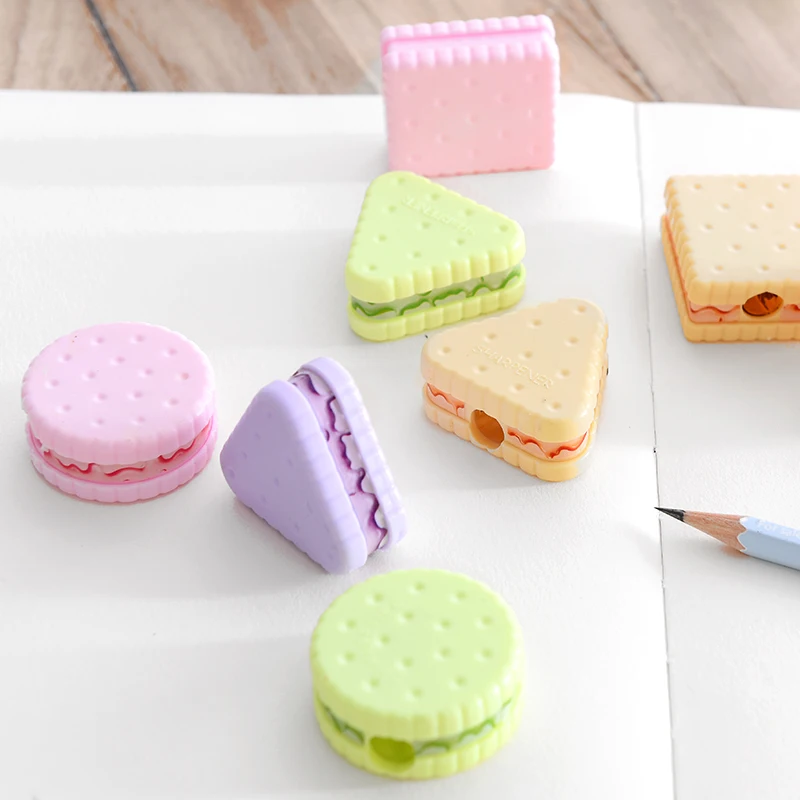 6 Piece Lytwtw's Stationery  School Office Supplies Cute Cookie Sharpener For Pencil Creative Item Back To School Lovely