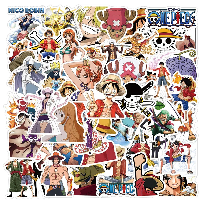 

50/100PCS One Piece DIY Cartoon Stickers Phone Trunk Refrigerator Waterproof Anime Stickers Anime Figure Image Toys Sticker