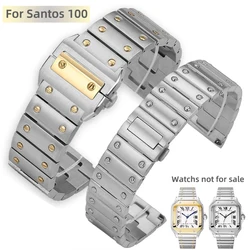 For Cartier Santos 100 WSSA0009 Calebo men's Watch Strap Solid Stainless Steel Wristband bracelet 20 23mm Watch band Accessories
