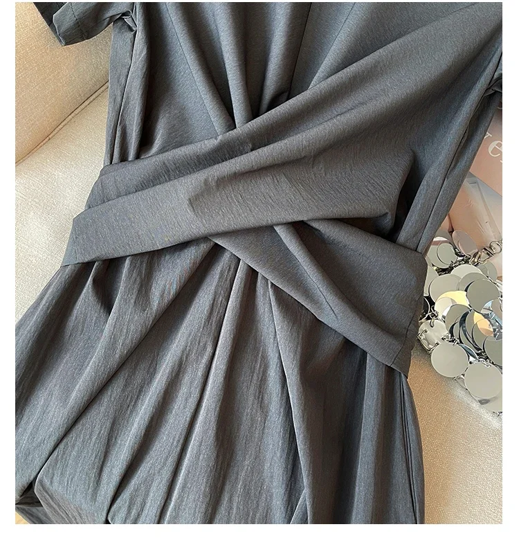 우아한 빈티지 우아한 크리스 크로스 느슨한 저녁 하이 스트리트 플러스 사이즈 의류 긴 드레스 여성 의류